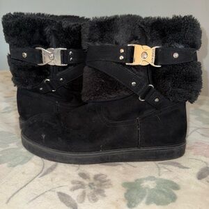 G by Guess Black Faux Fur Winter Boots